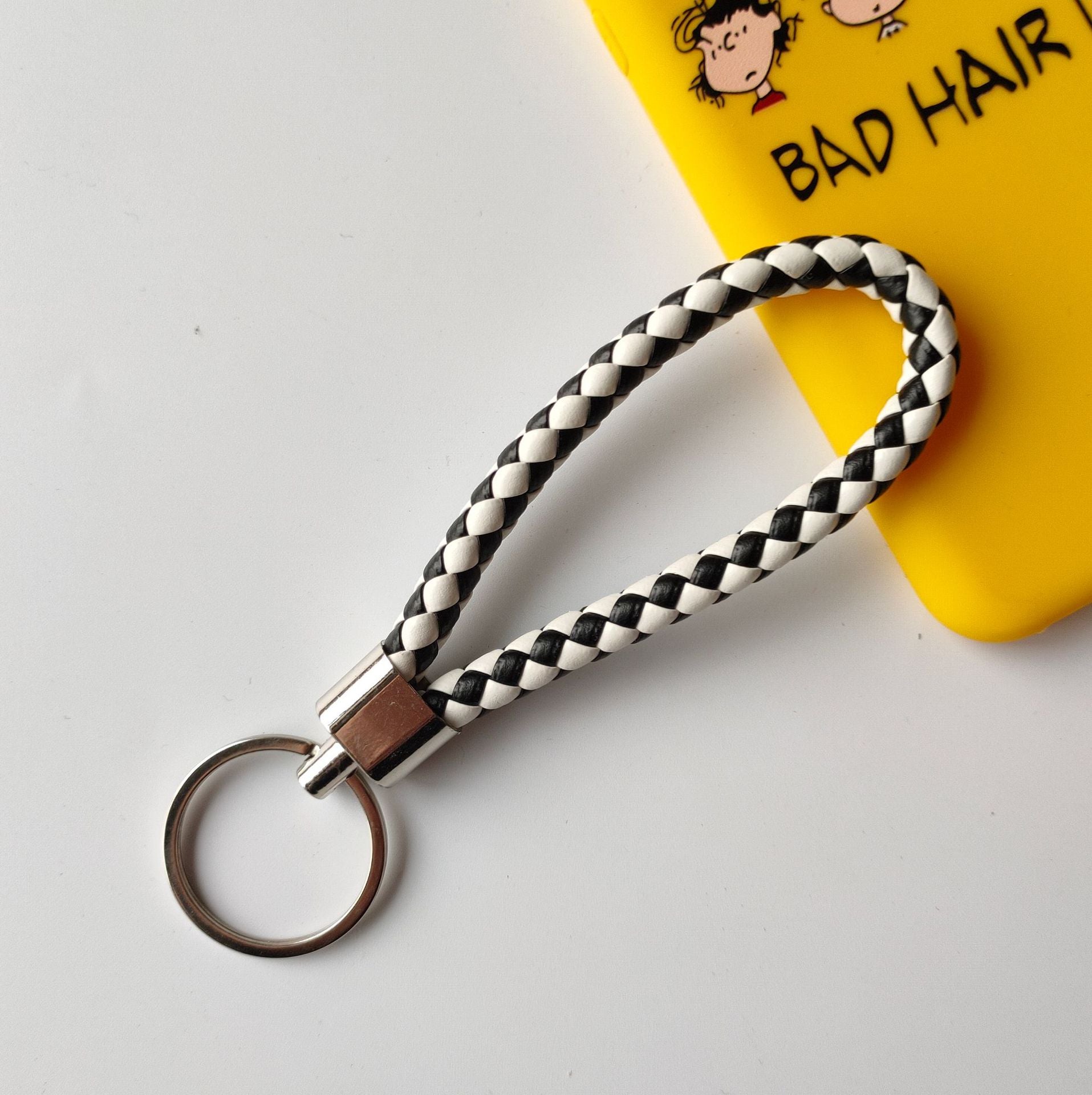 Wholesale Braided Color Leather Rope Keychain